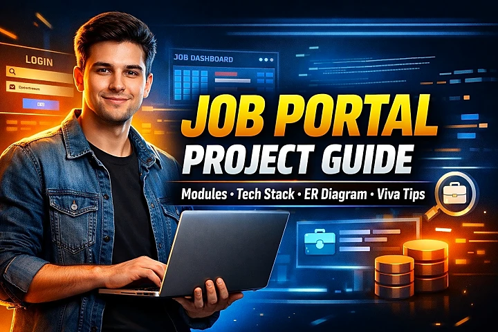 Job Portal Website Project Guide for Final Year Students (Modules, Tech Stack, ER Diagram &amp; Viva Tips) blog cover image