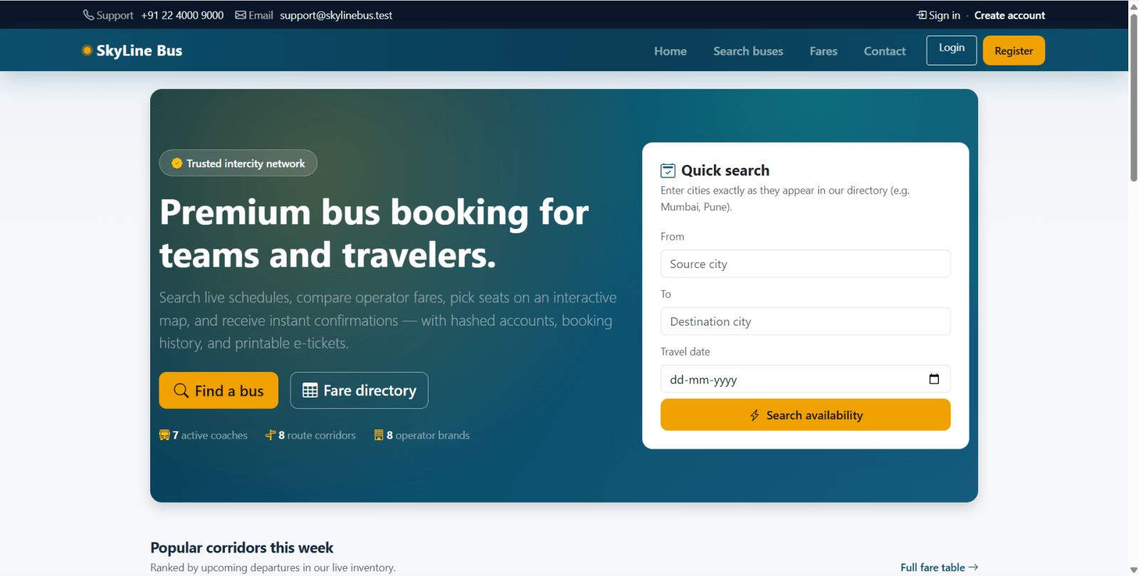 Online Bus Booking Portal in PHP and MySQL zoomed preview