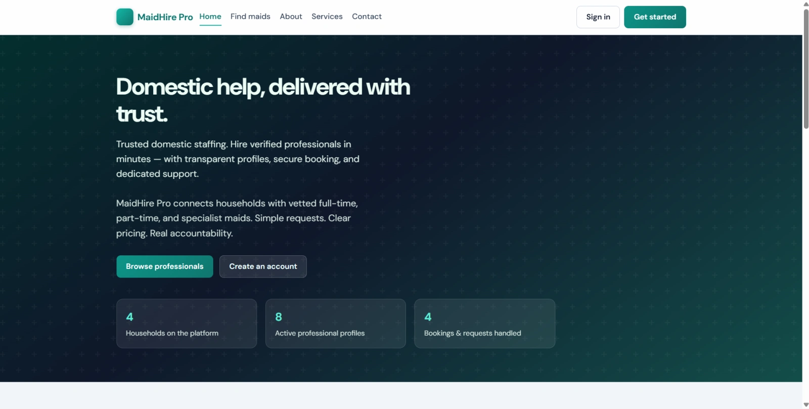 Maid Hiring Management System Final Year PHP Project zoomed preview