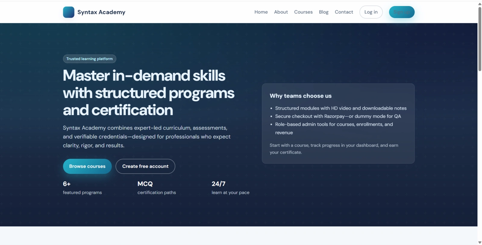 E-Learning LMS Platform using Python zoomed preview