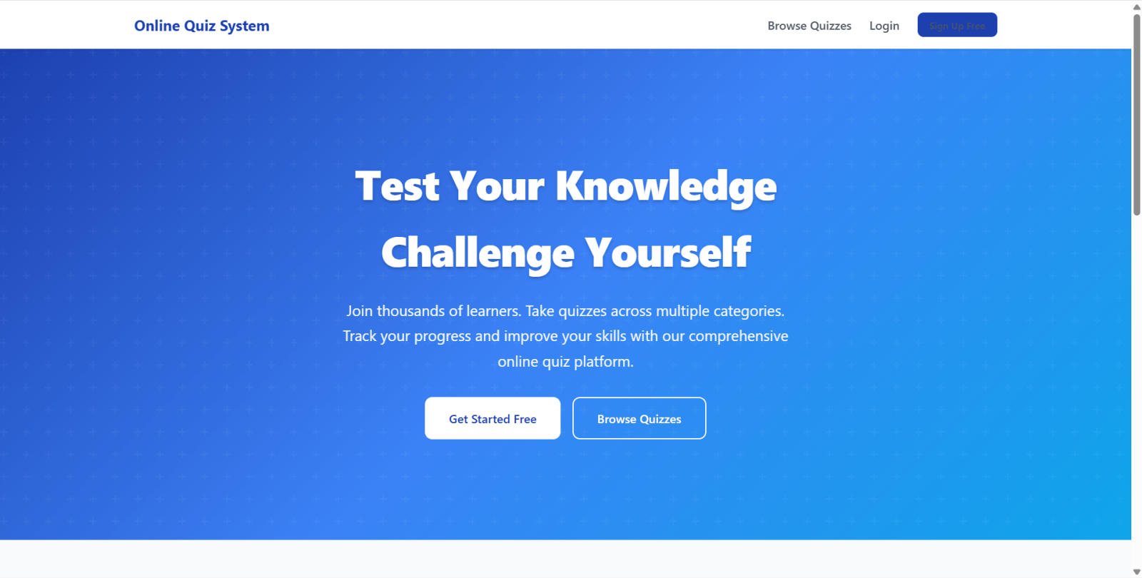 Online Quiz System Final Year Project zoomed preview