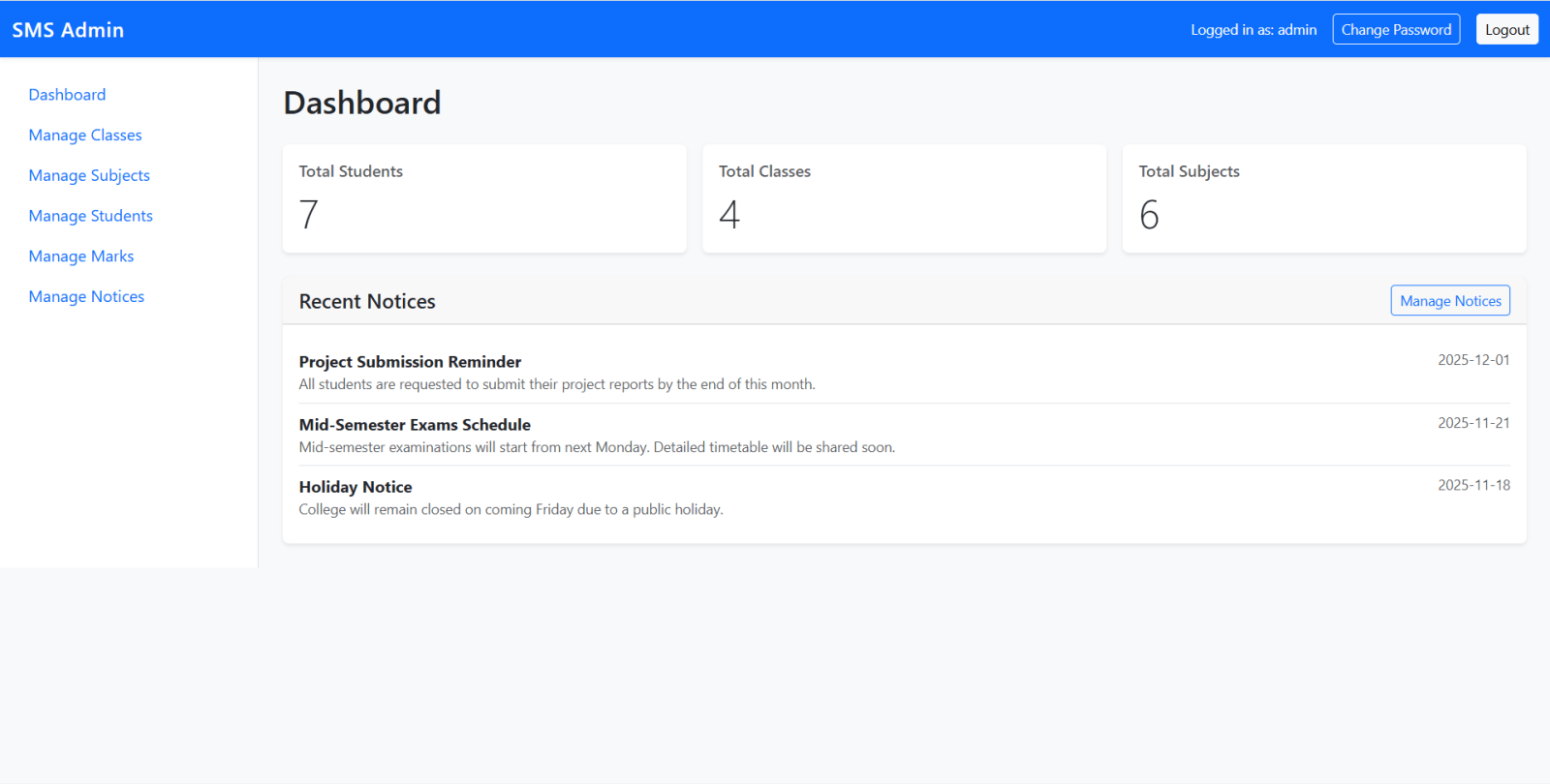 Student Management System Final Year Project zoomed preview