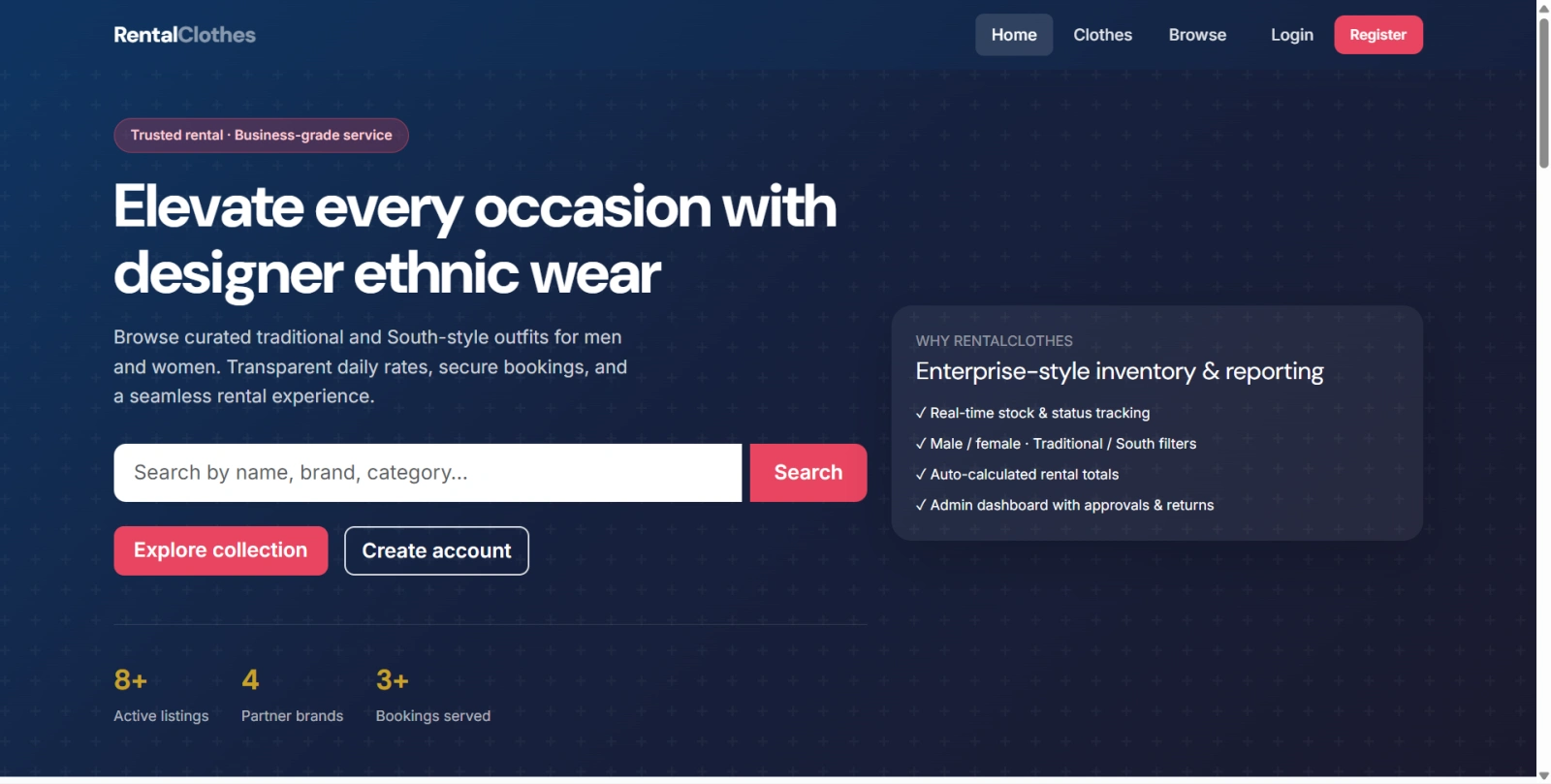 Online Rental Clothes Management System Final Year PHP Project zoomed preview