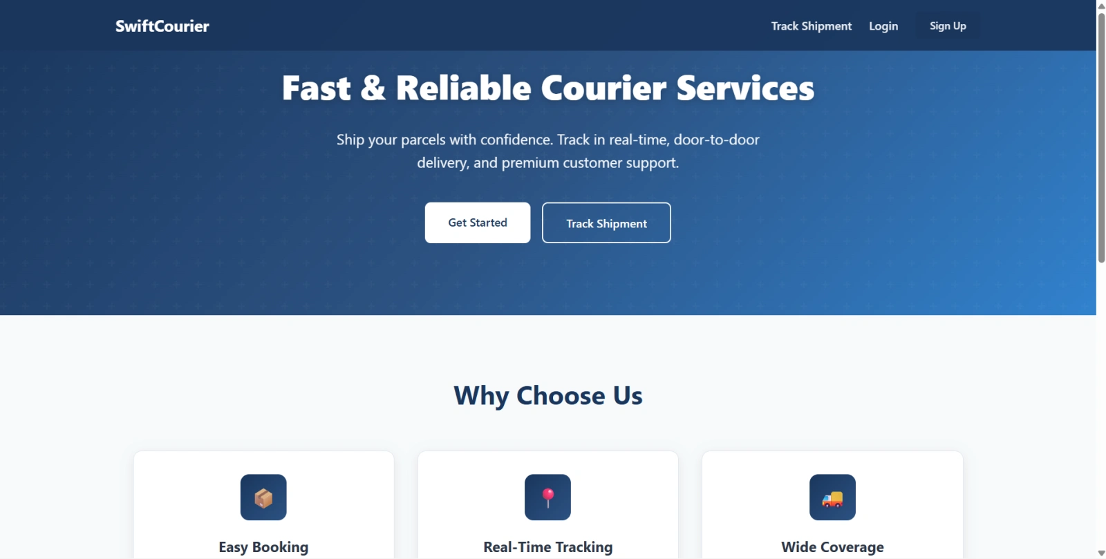 Courier Service Management System Final Year PHP Project zoomed preview