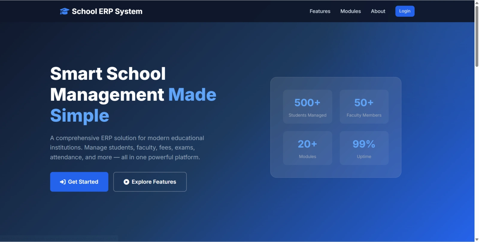 School ERP System Final Year PHP Project zoomed preview