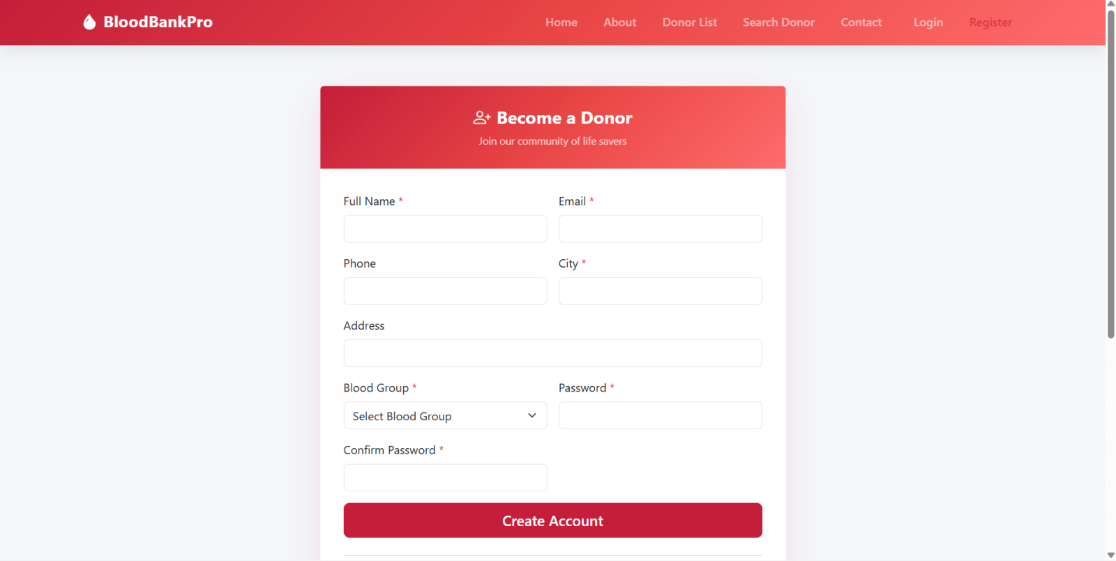 Blood Bank & Donor Management System zoomed preview