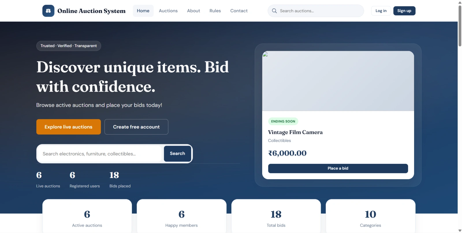 Online Auction System Final Year PHP Project zoomed preview