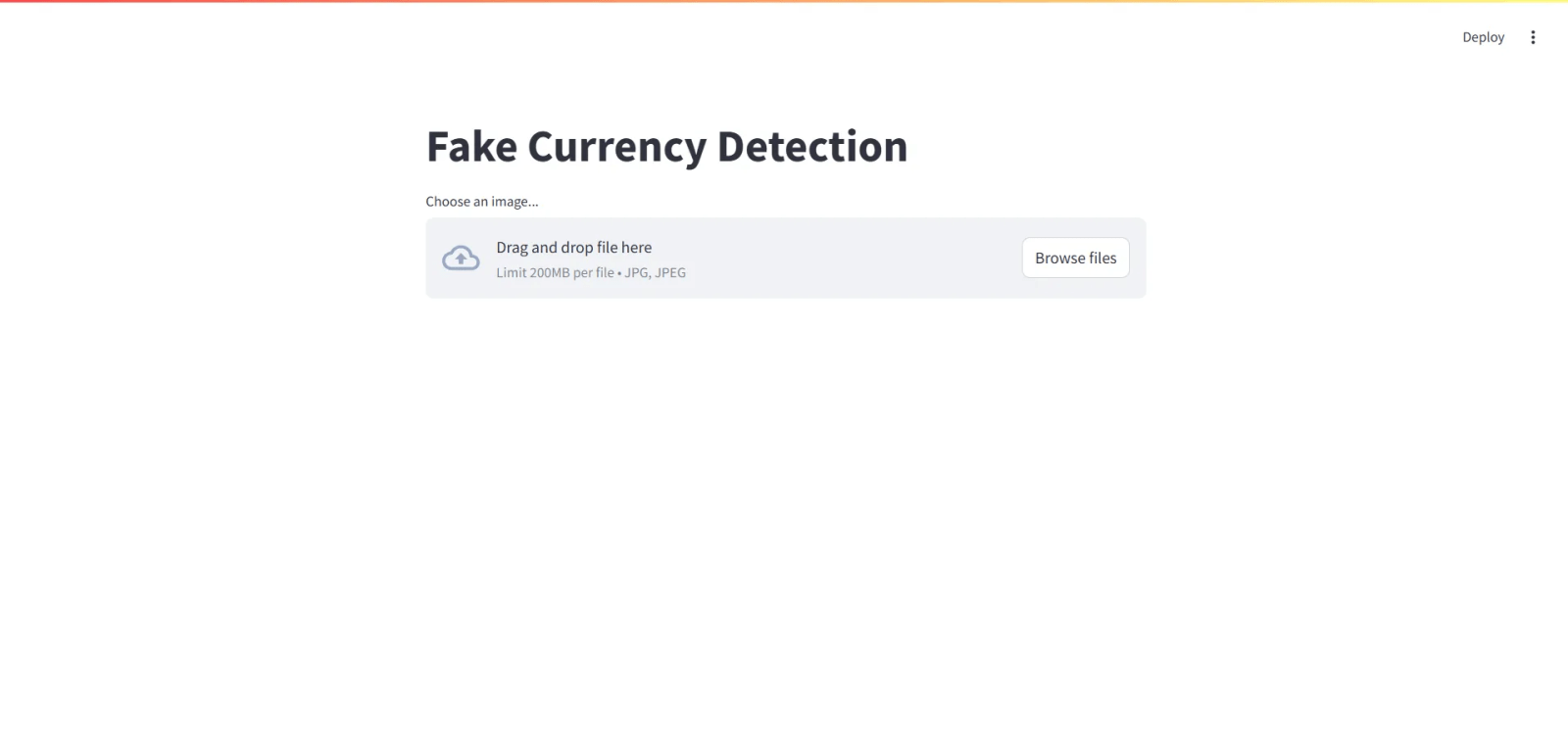 Fake Currency Detection System Final Year Project zoomed preview