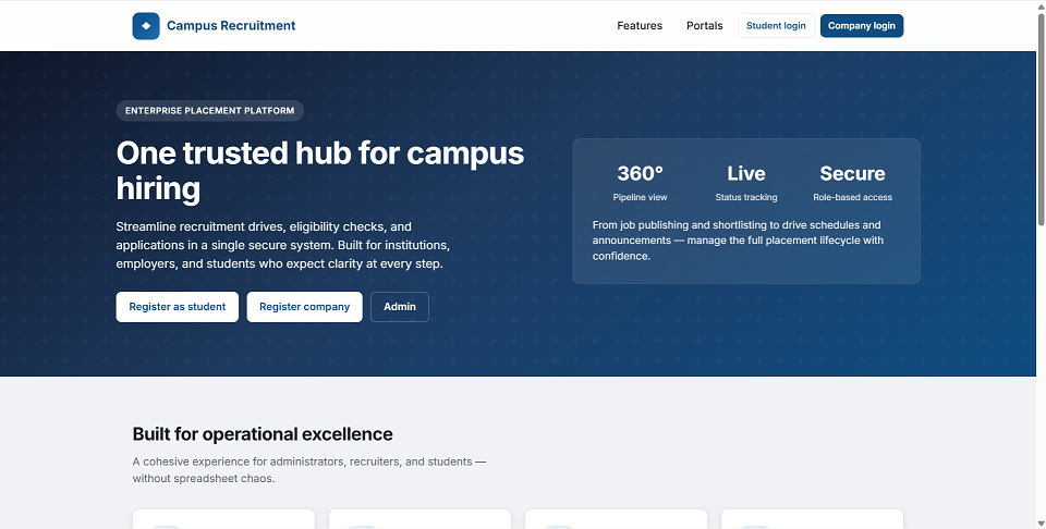 Campus Recruitment System Final Year PHP Project preview
