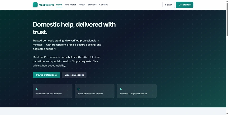 Maid Hiring Management System Final Year PHP Project preview