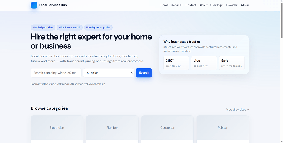 Local Services Search Engine Final Year PHP Project preview