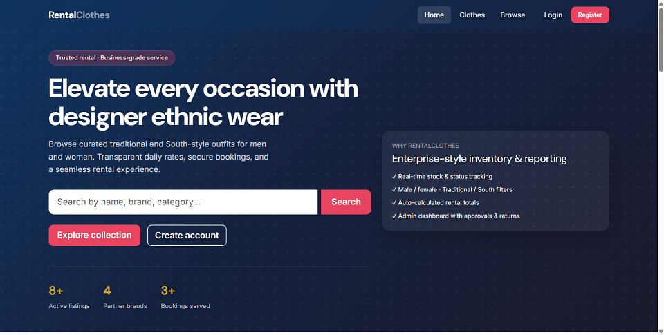 Online Rental Clothes Management System Final Year PHP Project preview