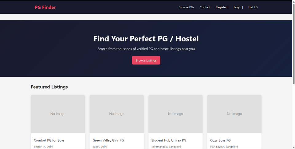 PG Hostel Finder Final Year PHP Project preview
