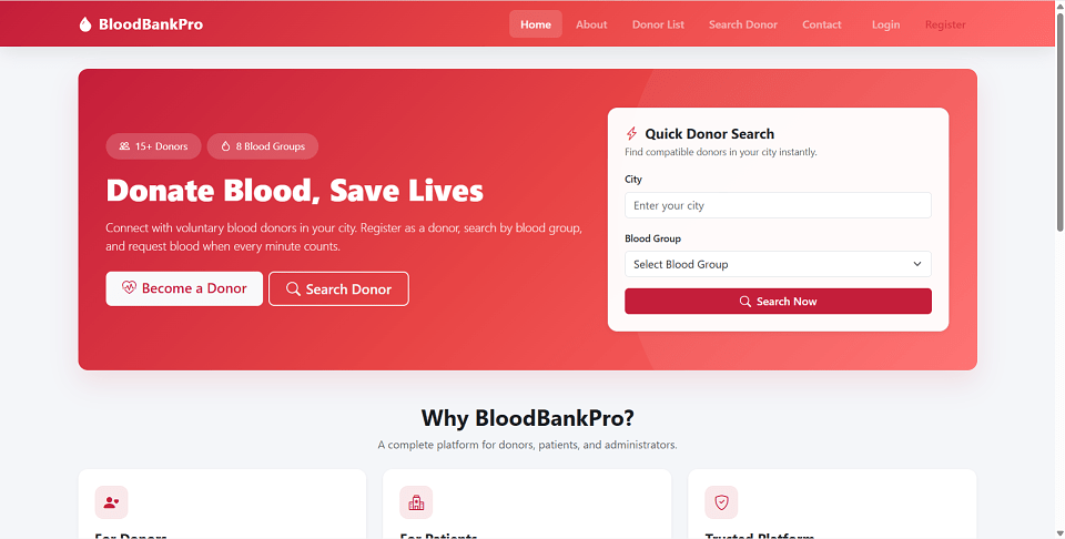 Blood Bank and Donor Management System Final Year Project preview
