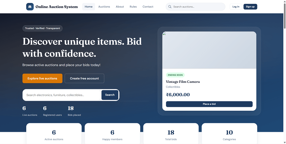 Online Auction System Final Year PHP Project preview