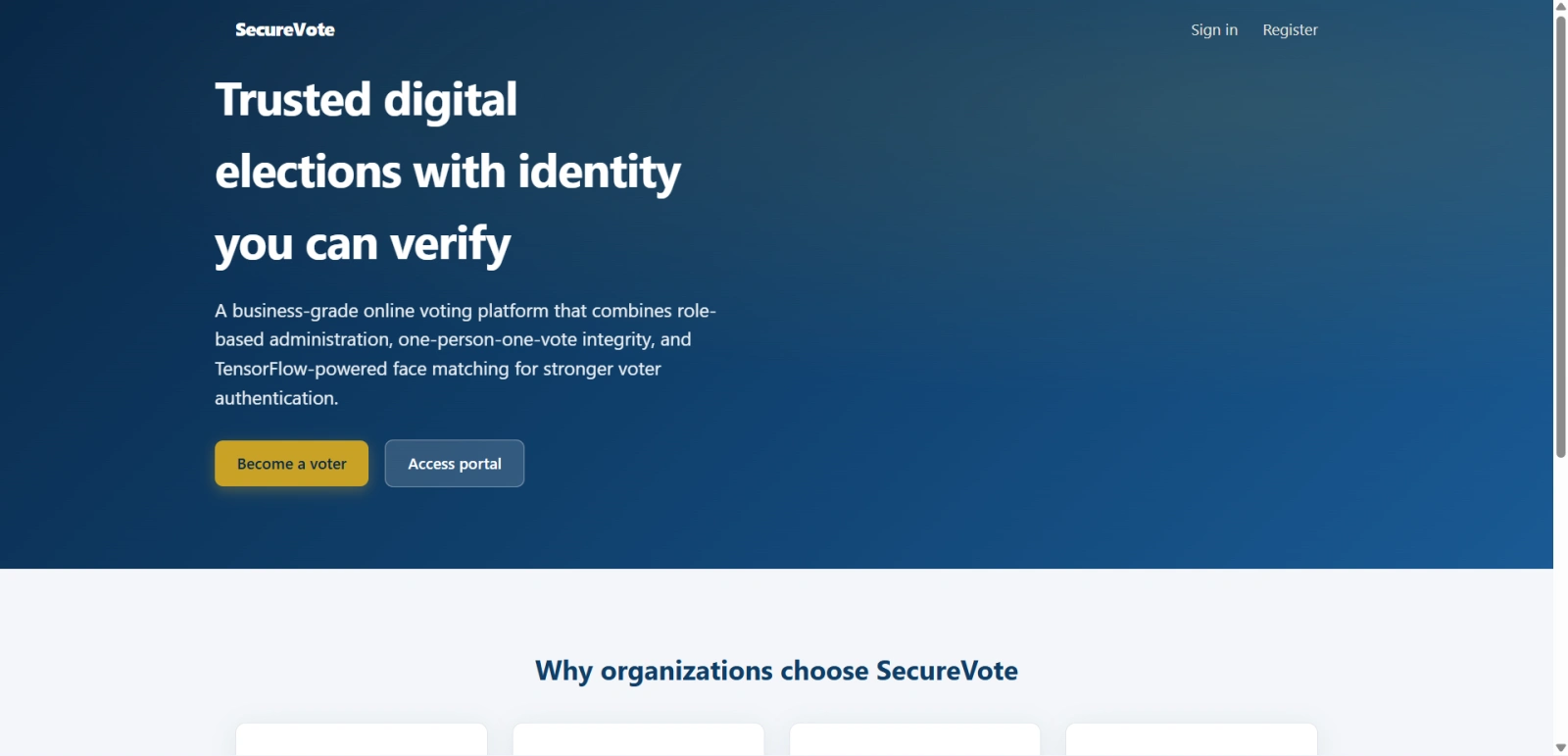 Online Voting System with Face Recognition using Python Flask zoomed preview