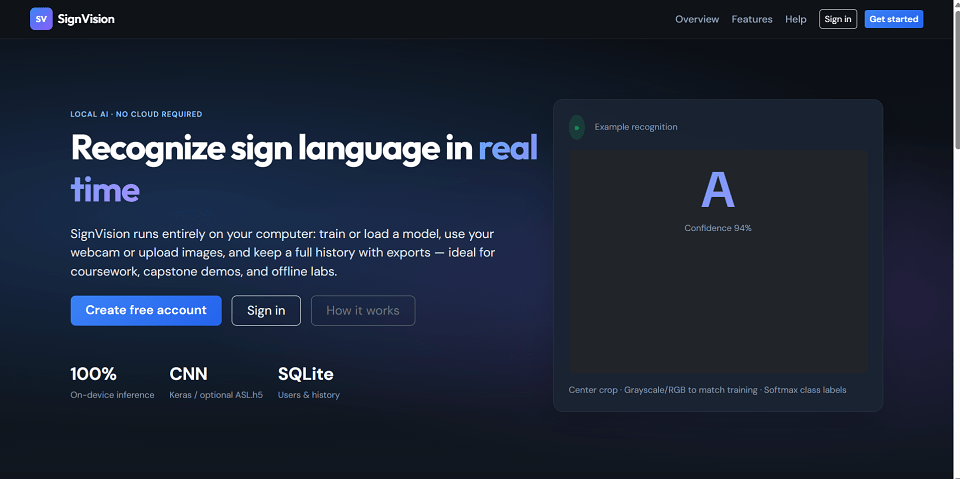 Sign Language Recognition System using Python preview