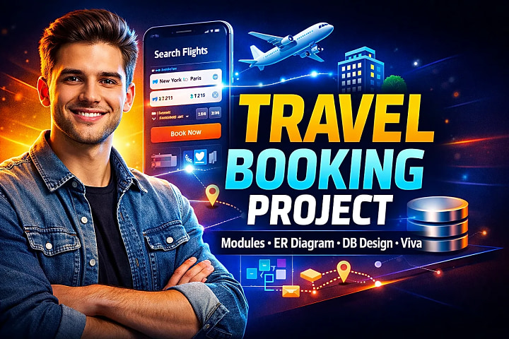 Travel Booking Website Project Guide for Final Year Students: Modules, ER Diagram, Database Design, Workflow &amp; Viva Tips blog cover image