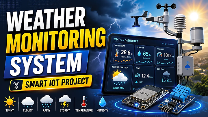 Weather Monitoring System Project Using IoT, ESP32 &amp; Arduino blog cover image