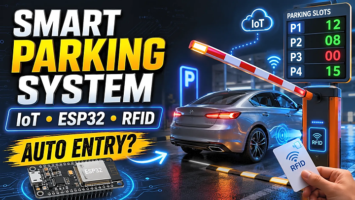 Smart Parking System Project Using IoT, ESP32 &amp; RFID (Complete Guide for Final Year Students) blog cover image