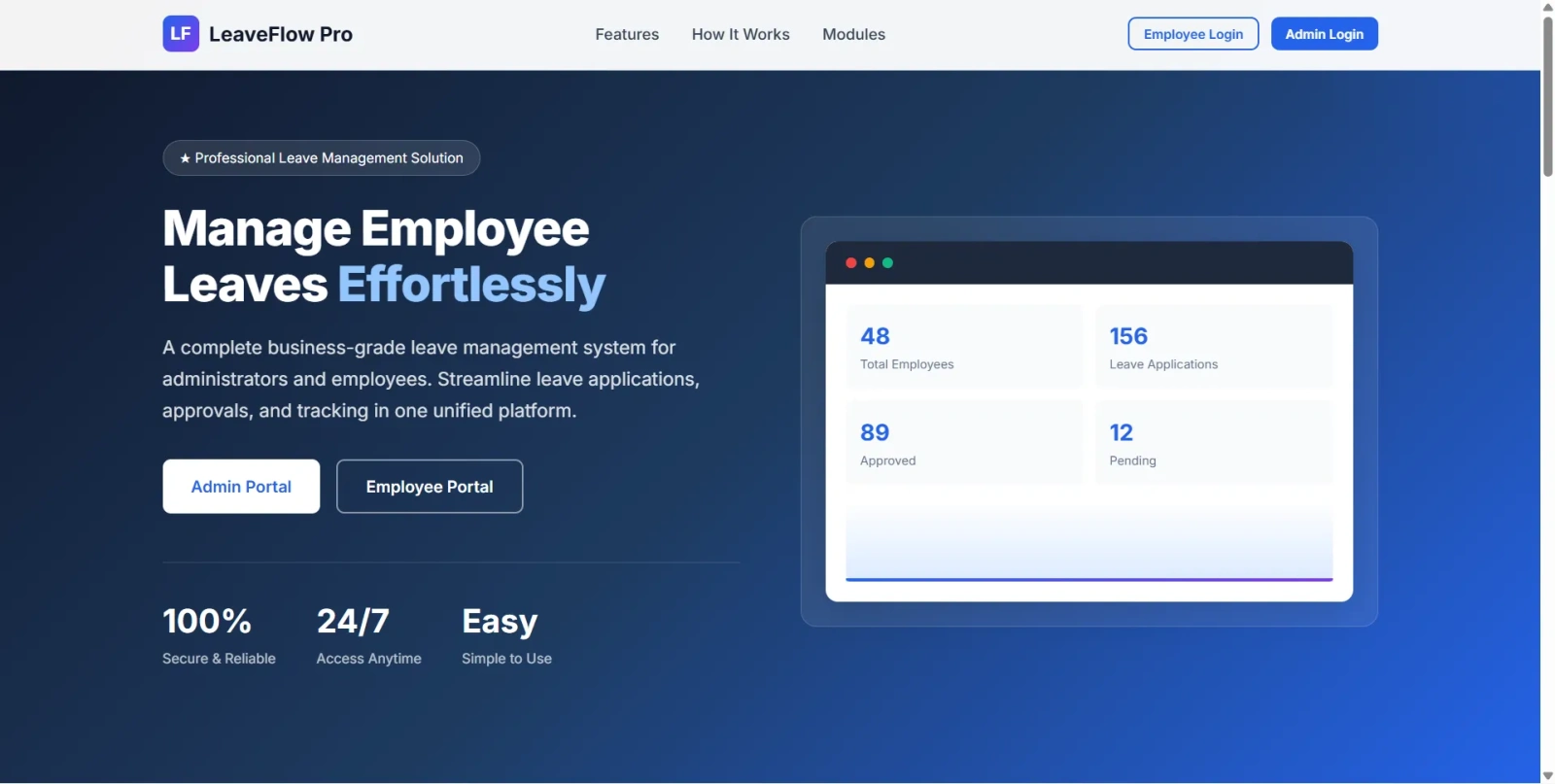Employee Leave Management System zoomed preview