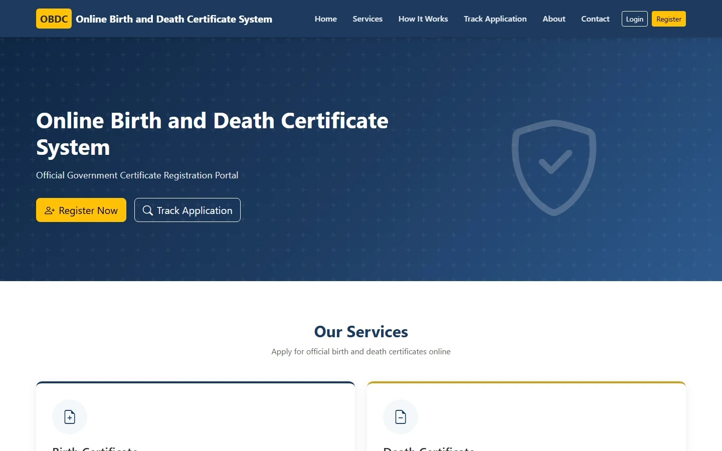 Online Birth and Death Certificate System in PHP zoomed preview