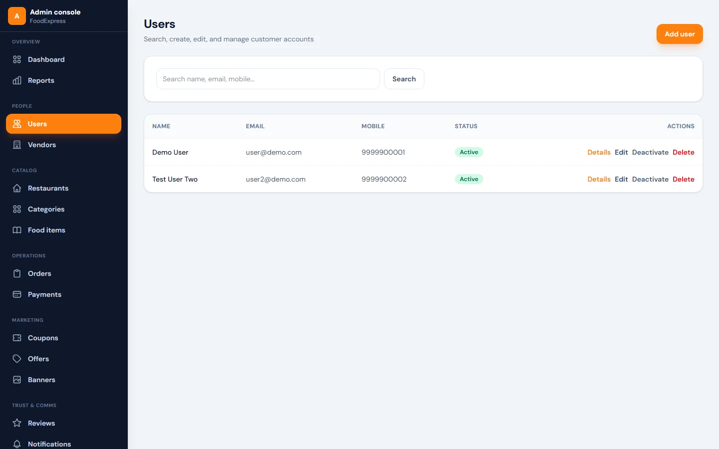 Food Delivery Management System Final Year Project zoomed preview