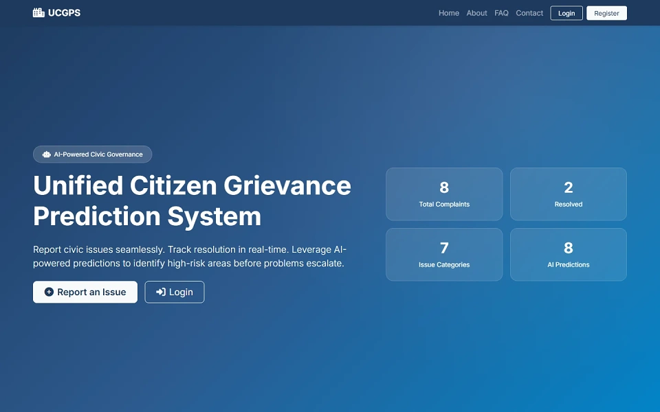 Unified Citizen Grievance Prediction System Final Year Project preview